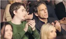  ?? AMAZON STUDIOS ?? Austin Abrams, left, and Ben Stiller star in Brad’s Status, a film about a self-involved middle-aged man who mopes.