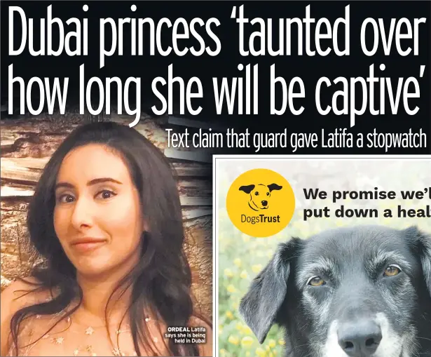  ??  ?? ORDEAL Latifa says she is being held in Dubai