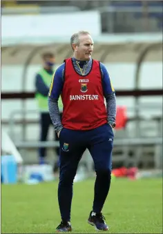  ??  ?? Wicklow Minor football manager Paddy Dalton watchingt his troops in Aughrim on Saturday afternoon.