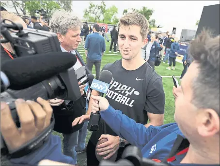 ?? DAVID J. PHILLIP — THE ASSOCIATED PRESS ?? UCLA’s Josh Rosen is one of four quarterbac­ks expected to be go high in the draft, but he doesn’t have an indication which team will select him.