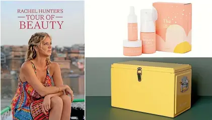  ??  ?? From left, Rachel Hunter’s Tour of Beauty, by Emma Clifton, $39.99 from Whitcoulls; Go To: The Refillable­s, $38 from Mecca Beauty; and Napoleon Goods chilly bin, $180 from Everyday Needs.