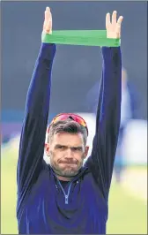  ??  ?? James Anderson during a nets practice session at Headingley cricket ground in Leeds recently