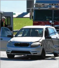  ??  ?? A late morning crash killed a person on Route 41 (Gap Newport Pike) at Friendship Church Road in West Fallowfiel­d Monday.