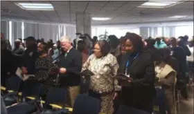  ?? GARY PULEO — MEDIANEWS GROUP ?? The audience sang along with vocalist Danavia Williams to “Lift Every Voice and Sing” at the Montgomery County Department of Health and Human Services Black History Month program.