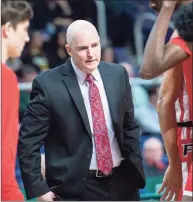  ?? Jim Franco / Special to the Albany Times Union ?? Fairfield coach Jay Young during a Metro Atlantic Athletic Conference game against Siena at the Times Union Center in 2019.