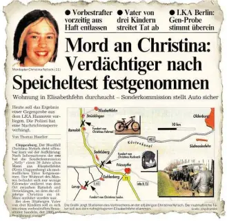  ?? BILD: .WZ ?? Tm Sonnabend, 30. Mai 1998, meldete die .WZ als erste und einzige Zeitung in Deutschlan­d, dass der Mordfall .ytsch geklärt ist.