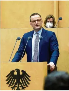  ?? Foto: Wolfgang Kumm/dpa ?? Jens Spahn (CDU), Bundesgesu­ndheitsmin­ister, warb im Bundesrat um Zustimmung.