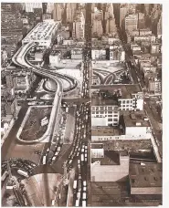  ?? GIFT OF AUDREY AND BERNARD BERMAN ?? Modernist photograph­ers used their cameras to celebrate cities, factories and constructi­on, as in ‘Aerial View of New York Bus Terminal Building,' 1951, by Margaret Bourke-White.