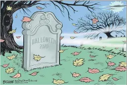  ?? Steve Breen, The San Diego Union-tribune, San Diego, EE.UU. ?? HALLOWEEN II. La fiesta de Halloween de este año en medio de la pandemia exige nuevos retos para los padres de menores de edad.
