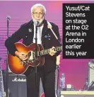  ??  ?? Yusuf/cat Stevens on stage at the O2 Arena in London earlier this year