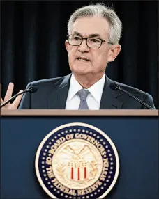  ?? MELISSA LYTTLE/THE NEW YORK TIMES 2019 ?? The Federal Reserve, led by Chairman Jerome Powell, is prepared to tolerate a higher level of inflation.