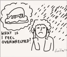  ??  ?? Artist Lisa Fingleton’s interpreta­tion of that overwhelmi­ng of coping with climate change.