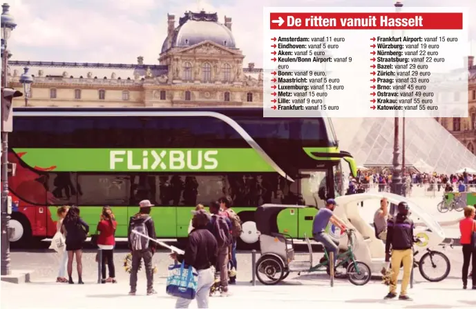  ?? FOTO: FLIXBUS ?? De FlixBus doet vanuit Maastricht ook Parijs aan.