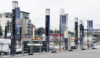  ?? PETER BOLTER ?? The Cardiff Bay fan zone under constructi­on