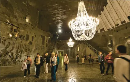  ?? DOMINIC ARIZONA BONUCCELLI/RICK STEVES’ EUROPE ?? Just outside Kraków, the Wieliczka Salt Mine is filled with salt sculptures – and tourists.