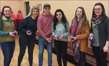  ??  ?? Bannow-Ballymitty medal winners (from left): Jessica Reville, Elaine Mernagh, Tom Reville, Kiera Reville, Dearbhla Daly, Shelly O’Grady.