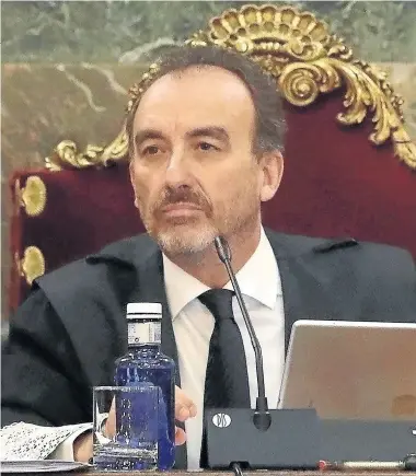  ?? EFE ?? El ponente de la sentencia del ‘procés’, Manuel Marchena, ve ahora terrorismo en los actos Tsunami.