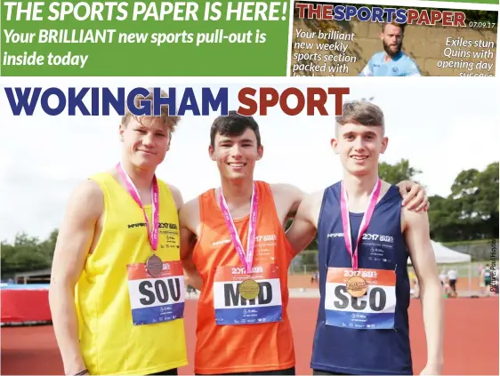  ??  ?? Wokingham’s Josh Zeller (left) picked up a silver medal at the School Games – Sports Paper page VII