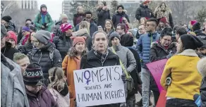  ?? SHAUGHN BUTTS ?? The Women’s March, hosted by March On Edmonton Collective, drew about 800 people to the Alberta Legislatur­e on Saturday. It was the second year for the event.