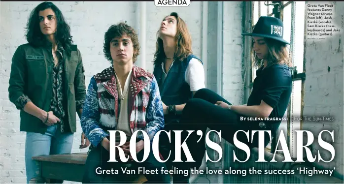  ?? MICHAEL LAVINE ?? Greta Van Fleet features Danny Wagner ( drums, from left), Josh Kiszka ( vocals), Sam Kiszka ( bass, keyboards) and Jake Kiszka ( guitars).