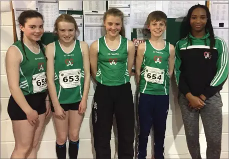  ??  ?? Cushinstow­n contenders (l to r) Mollie White, Isabella Gogan, Roisin McManus, Loclainn Harris and Laura Bolster.