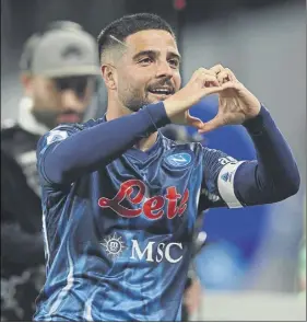  ?? AP ?? Insigne celebró así su gol de penalti ante el Inter Se irá en julio al Toronto de la MLSFOTO: