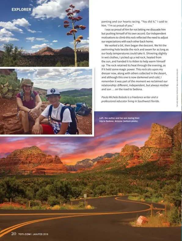  ??  ?? Left, the author and her son during their trip to Sedona, Arizona (bottom photo).