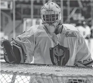  ?? JASON MALLOY/THE GUARDIAN ?? Goalie Jack Howatt is in his first year with the Charlottet­own Bulk Carriers Knights major midgets.