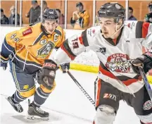  ??  ?? The intensity on Matt Barron’s face shows he’s all business during this last regular-season game versus the Pictou Crushers. He attacked every game the same way. KEN CHETWYND