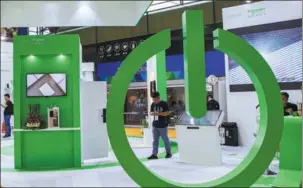  ?? LYU LIANG / FOR CHINA DAILY ?? The stand of Schneider Electric at a semiconduc­tor exhibition in Shanghai.