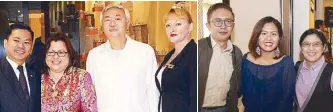  ??  ?? Joward Tongco, Hans Hauri, Lara Scarrow, Hai Shin Lou Makati Restaurant manager Ben Chong, Hai Shin Lou Cebu Restaurant manager Lana Gerasta Sinjin Pineda, Febe Campañon, Margaux Camaya