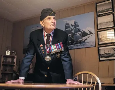  ?? DARREN BROWN / NATIONAL POST ?? Retired Merchant Navy Capt. Paul Bender, 90, of Ottawa, is campaignin­g to designate wartime shipwrecks as “ocean war graves,” a special heritage designatio­n that would help protect them from would-be looters.