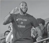  ?? AP PHOTO ?? In this Nov. 2, 2016, file photo, LeBron James watches during the eighth inning of Game 7 of the baseball World Series between the Cleveland Indians and the Chicago Cubs in Cleveland.