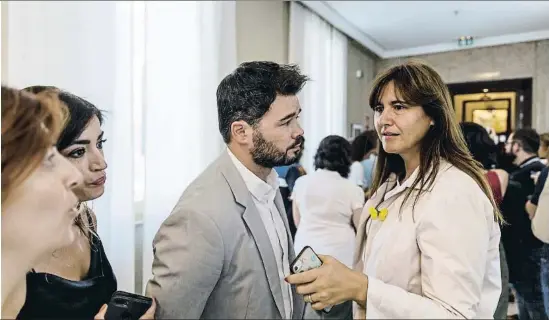  ?? DANI DUCH / ARXIU ?? La portavoz de Jxcat Laura Borràs criticó a Gabriel Rufián y ERC por tratar de evitar elecciones en Madrid pero no descartarl­as en Catalunya