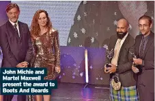  ?? ?? John Michie and Martel Maxwell present the award to Boots And Beards