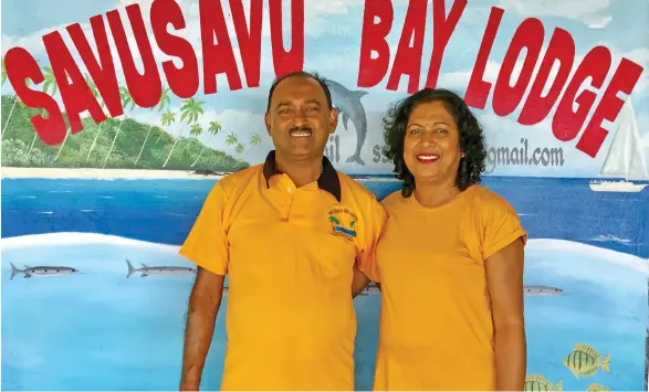  ?? Photo: Shratika Naidu ?? Suresh Narayan with his wife Tarun Narayan at Savusavu Bay Lodge in Savusavu on December 17, 2021.