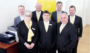  ??  ?? Ray White’s grandson and Ray White Group joint chairman Paul White and Ray White’s great grandson and Ray White Group director Matt White visited the Ray White Drouin office last week. From left: general manager for Ray White Rural Property Victoria...