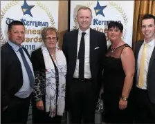  ??  ?? Dingle Sea Safari, finalists in the Best Tourism Award pictured with Matt Cooper, TV presenter at The Kerryman Business Awards at Ballygarry House Hotel, Tralee on Friday night.