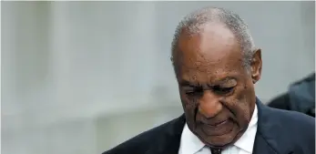  ?? AP PHOTO ?? Bill Cosby departs after a sentencing hearing at the Montgomery County Courthouse on Monday in Norristown, Pa. The prosecutio­n are seeking five to 10 years in prison for the former star.