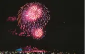  ?? STAFF FILE ?? Virginia Beach hosts a fireworks display last year at the Oceanfront. State and local fire officials are discouragi­ng people from setting off their own fireworks.