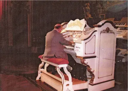  ??  ?? Alan Ganner plays the Wurlitzer at the Blackpool Tower Ballroom for his 70th birthday