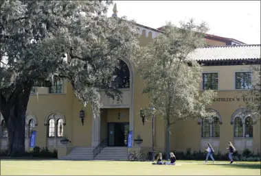  ?? JOHN RAOUX—ASSOCIATED PRESS ?? In this Tuesday, Jan. 28, 2020photo, students are seen on campus at Rollins College in Winter Park, Fla. Because of the federal privacy law, university administra­tors, if called upon, won’t be able to disclose students’ sex, race or Hispanic origin on the 2020Census form.