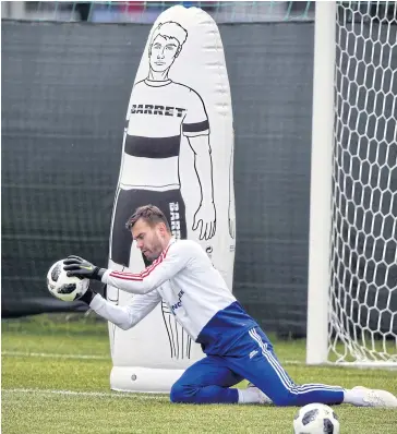  ?? AFP ?? Russia goalkeeper Igor Akinfeev attends a training session in Novogorsk.