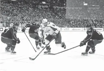  ?? KIRK IRWIN/GETTY IMAGES ?? Alex Ovechkin scored in the third period Thursday to help the Washington Capitals score a 4-1 victory over the Columbus Blue Jackets at Nationwide Arena and even up their Eastern Conference first round series 2-2 with Game 5 back in Washington’s home...