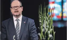  ?? CARMEN JASPERSEN THE ASSOCIATED PRESS ?? Poland's health minister says that Gdansk Mayor Pawel Adamowicz has died from stab wounds a day after being attacked at a charity event.