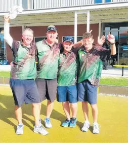  ?? Photo / Supplied ?? The 2019 NZ men’s fours winners: Neil Candy (left), Dean Elgar, Whanganui’s Gavin Scrivener (Aramoho) and Bruce Hall.