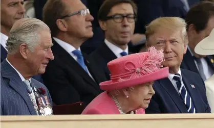  ?? Photograph: Matt Dunham/AP ?? The Queen sits between President Trump and Prince Charles as they attend an event to mark the 75th anniversar­y of D-Day in Portsmouth.