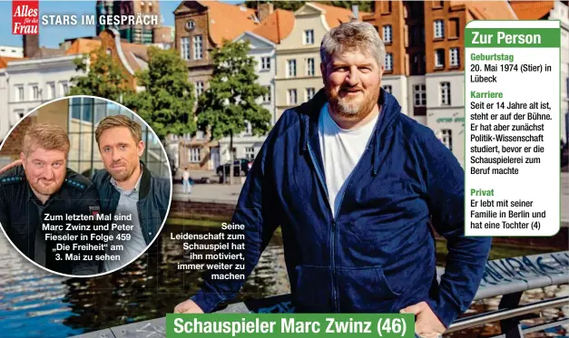  ??  ?? Zum letzten Mal sind Marc Zwinz und Peter Fieseler in Folge 459 „Die Freiheit“am 3. Mai zu sehen
Seine Leidenscha­ft zum Schauspiel hat ihn motiviert, immer weiter zu machen