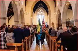  ?? ?? Attending Lisnaskea’s Remembranc­e Sunday service.