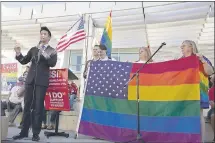  ?? STAFF FILE PHOTO ?? At left, Evan Low, mayor of Campbell, speaks at a 2013San Jose City Hall rally to celebrate Supreme Court decision on the Defense of Marriage Act.